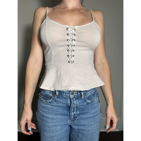 American Eagle Beige Corset Tank Top Size Medium - Picture 1 of 5